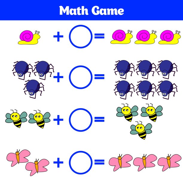 儿童数学教育游戏。学习儿童减法作业，数数活动。矢量图图片下载