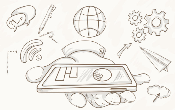 手绘电话符号技术和通讯图片下载