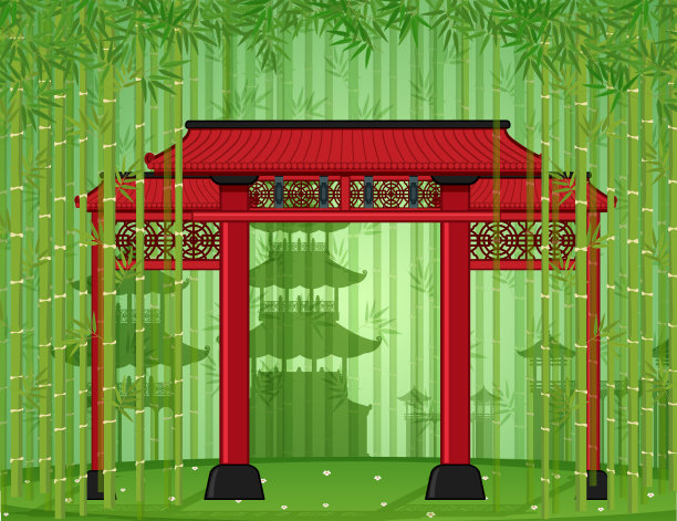 大门在竹林中图片下载