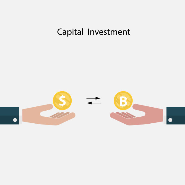 人的手与美元和比特币符号。美元和比特币交换概念。数字虚拟比特币的概念。资本投资的迹象。加密货币比特币交易。矢量插图。图片下载