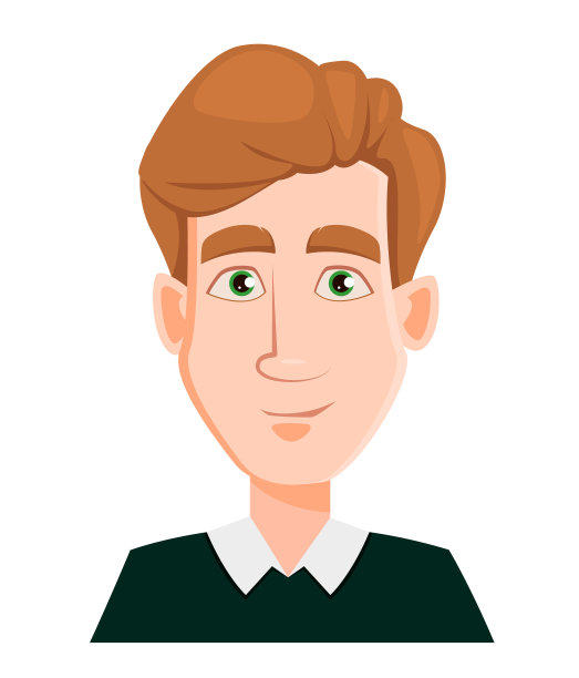 一个金发男人脸上的表情——微笑。男性的情感。英俊的商人卡通人物。矢量插图孤立在白色背景。图片下载