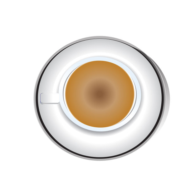 黑咖啡在一个咖啡杯顶视图孤立的白色背景图片下载