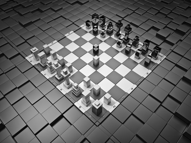 未来国际象棋棋盘与高科技的数字。图片下载