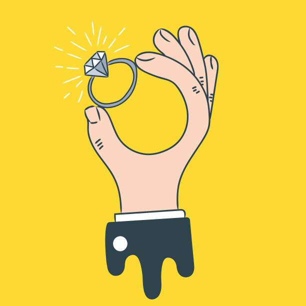 男性手中握着戒指。一套矢量插图。现代概念的网站横幅，网站，信息图表。素材图片