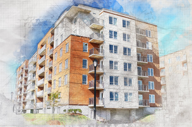 枯燥乏味的公寓建筑图片下载