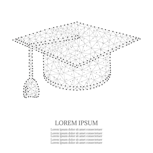 多边形毕业帽点黑白2图片下载