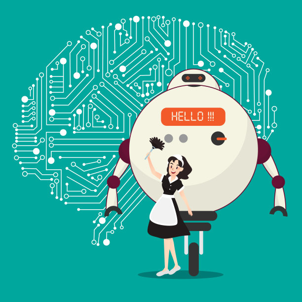 具有大脑机制的大型AI机器人和助手图片下载