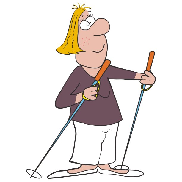 北欧行走，女士，矢量插图图片下载