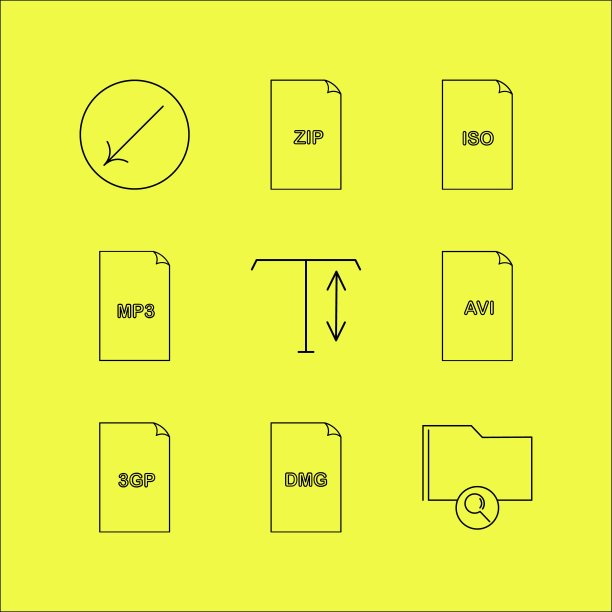 文件和文件夹线性图标集。简单的轮廓图标图片下载