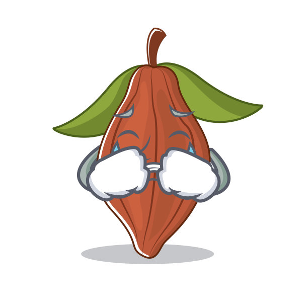 哭泣的可可豆卡通吉祥物图片下载