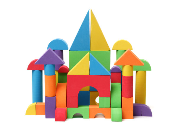 孤立的家庭建筑木块在白色的背景图片下载