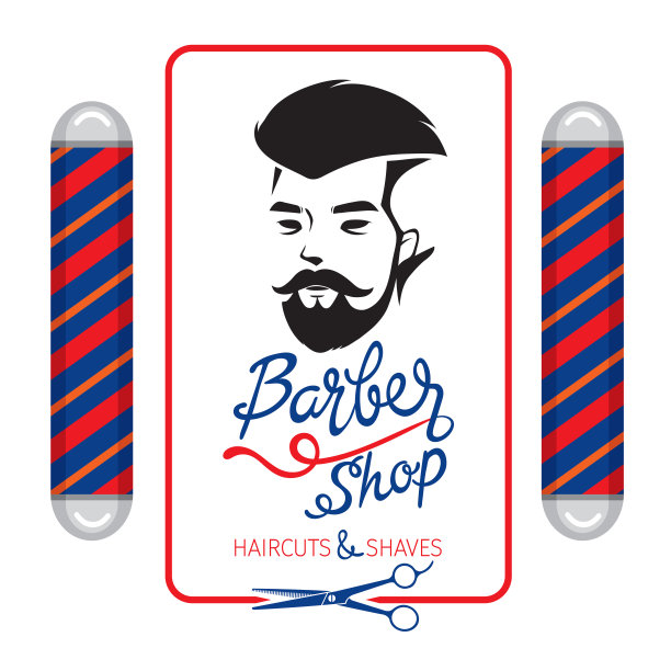 理发店，理发和剃须旗帜与字母图片下载