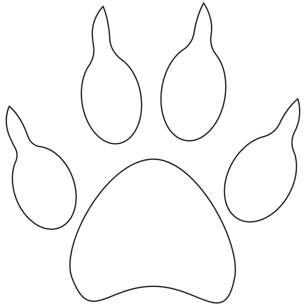 线条艺术狗爪脚印图标海报。图片下载