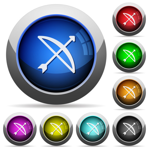 弓与箭头圆形光滑的钮扣图片下载