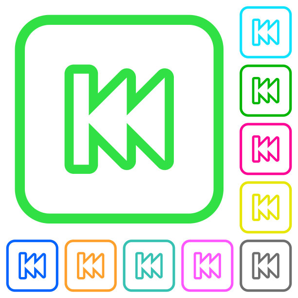 媒体快速后退生动的彩色平面图标图片下载