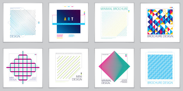 复古的横幅模板，广告，海报和小册子。抽象剥离线几何矢量背景集。未来的几何设计模板。图片下载