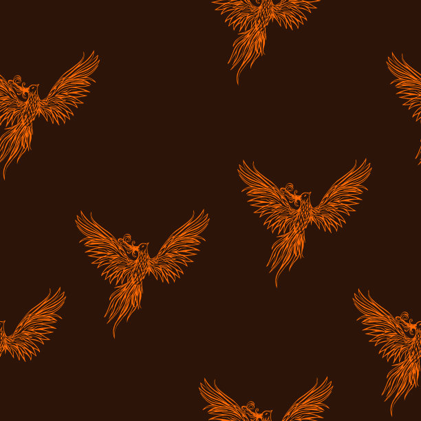 部落凤凰矢量插画无缝模式图片下载