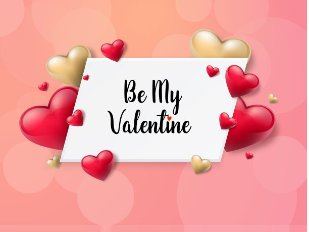 2018情人节背景与文本框和美丽的心。矢量图图片下载