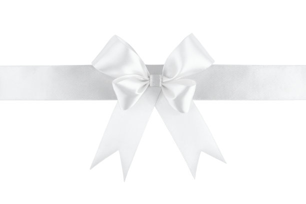 白色缎带蝴蝶结孤立在白色背景上图片下载