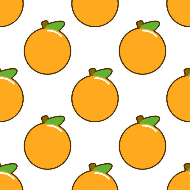 无缝图案与橙色水果在白色的背景。平面向量插图图片下载