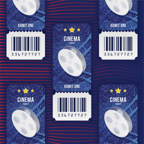 电影票现实的黑暗背景与阴影。平面矢量插图EPS 10图片下载