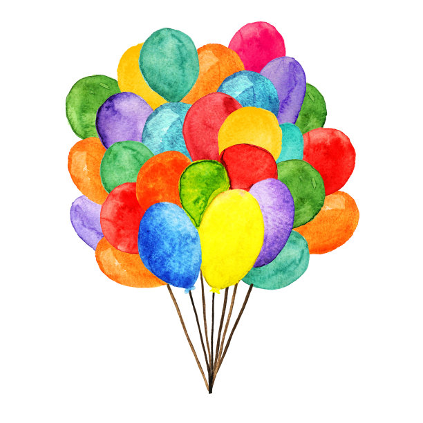水彩画的彩色气球图片下载