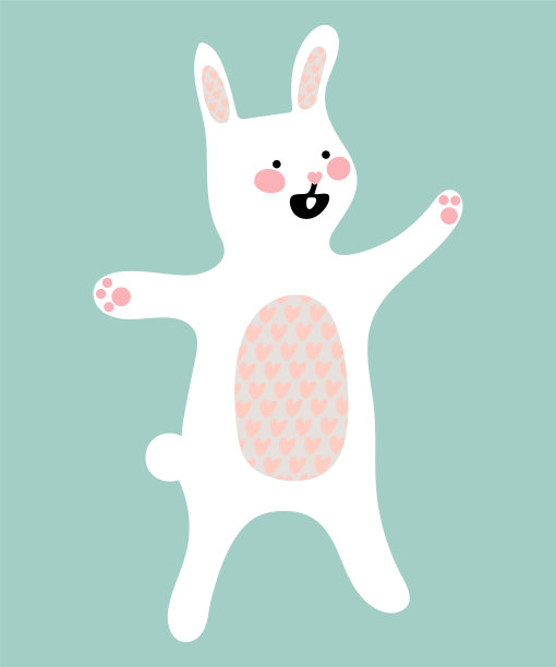 可爱的卡通兔子。平的风格。向量孤立的插图图片下载