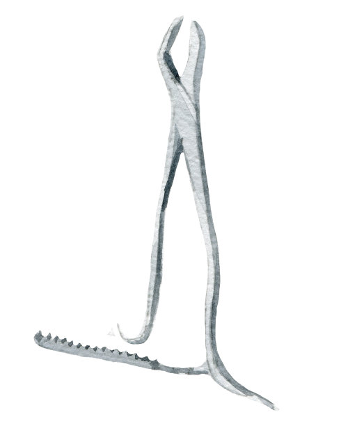 外科整形医疗器械说明。手绘水彩在白色的背景。图片下载