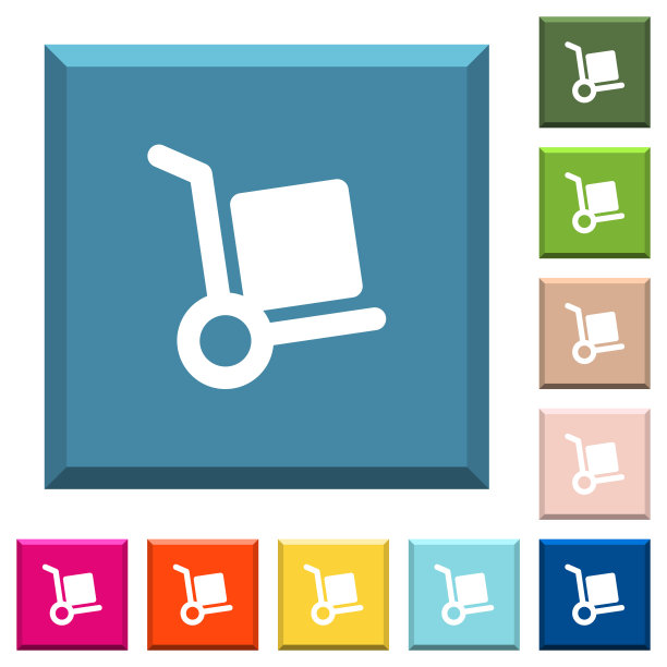 手推车白色图标上的方形按钮图片下载