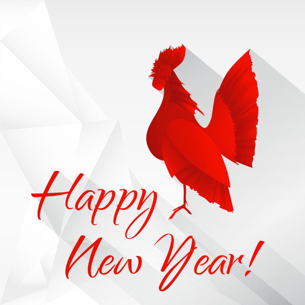 公鸡。公鸡红。鸡象征2017年。新年快乐。中国的日历。公鸡剪影。公鸡长长的阴影。公鸡矢量插图。公鸡孤立。2017.图片下载