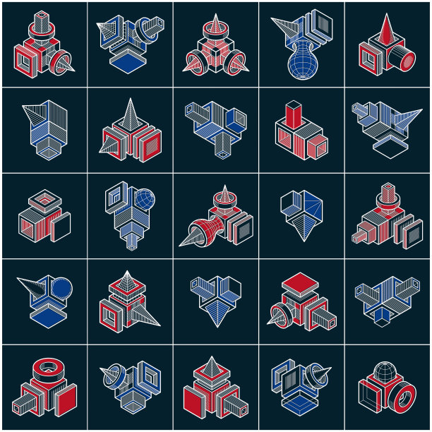 三维工程矢量，抽象形状的集合。图片下载