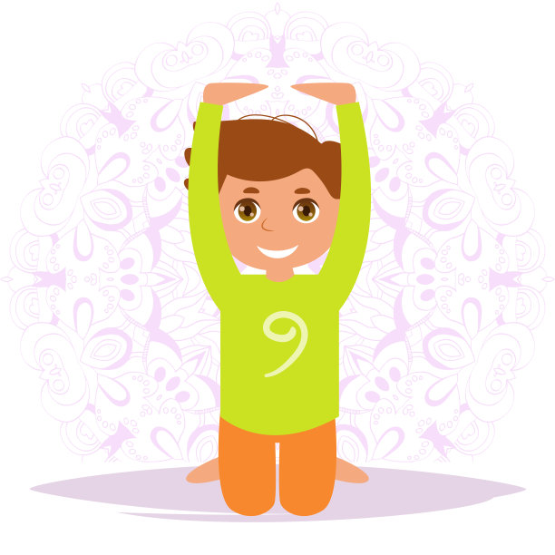 儿童瑜伽。向量。卡通图片下载