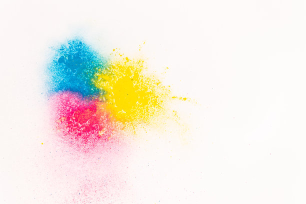 粉末状粉末涂料，有红、蓝、黄三种颜色图片下载