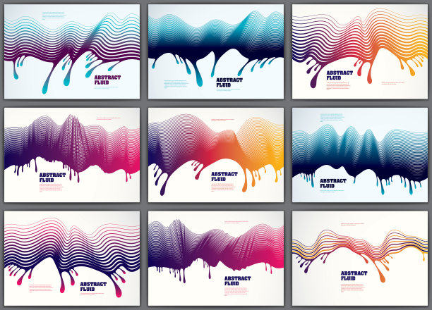 列向量波背景流体流动集。3d动态条纹运动艺术。线条纹理，动态表面，曲线线条，流动形状。图片下载
