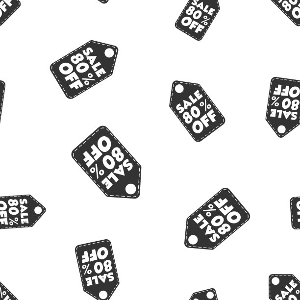 八折优惠挂牌无缝图案背景。商业平面矢量插图。八折购物标志符号图案。图片下载