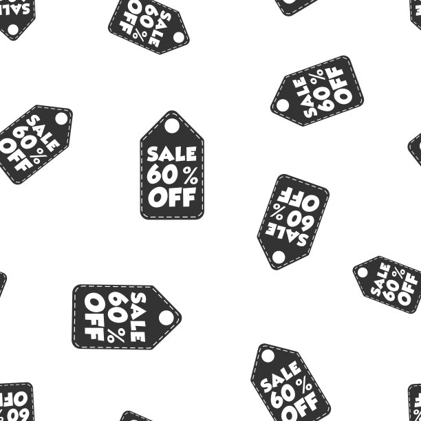 减价六折，无缝图案背景吊牌。商业平面矢量插图。减价六折购物标志符号图案。图片下载
