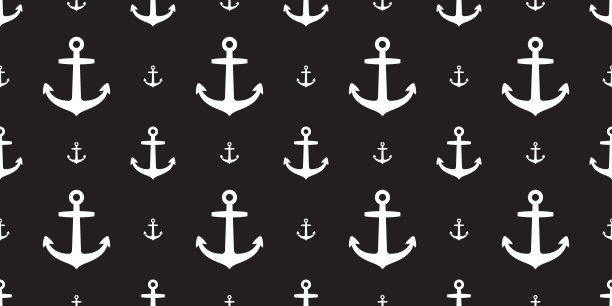 锚无缝模式矢量海洋孤立航海海洋船壁纸背景黑色图片下载