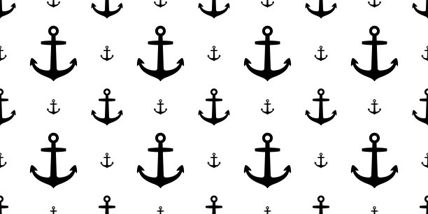 锚无缝模式矢量海洋航海海洋船孤立的壁纸背景图片下载