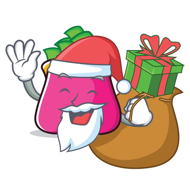 圣诞老人用卡通风格的礼物钱包图片下载