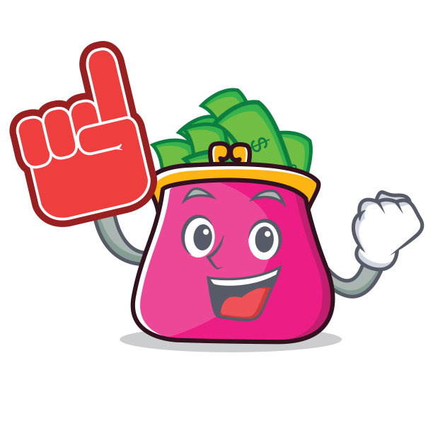 泡沫手指钱包人物卡通风格图片下载