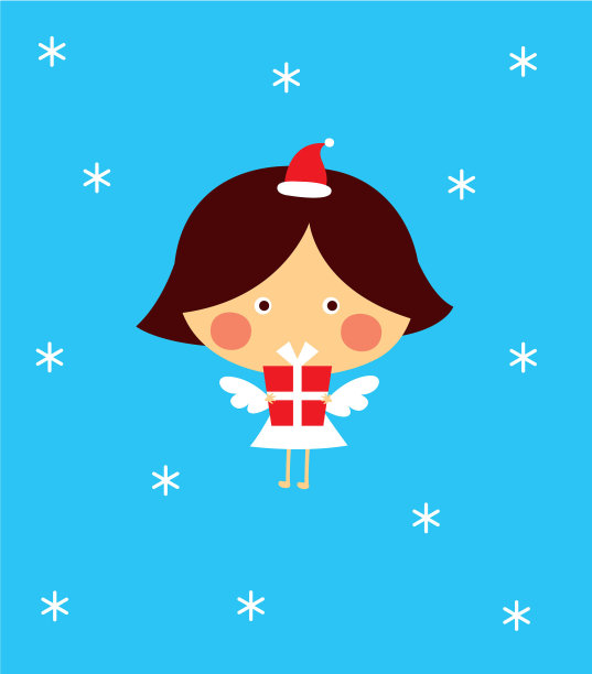 可爱宝宝天使圣诞节贺卡矢量素材图片下载