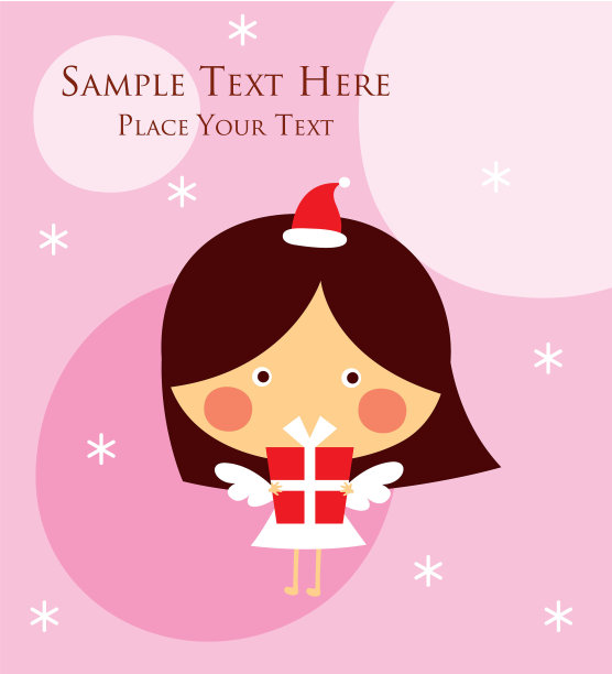 可爱宝宝天使圣诞节贺卡矢量素材图片下载