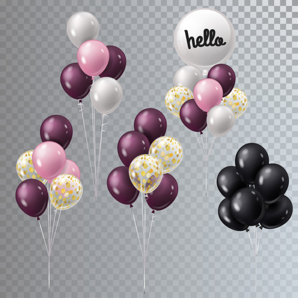 矢量现实束氦气球孤立。图片下载