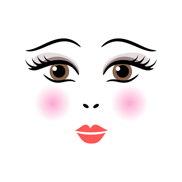 娃娃，女孩，女人可爱的脸模板向量图片下载