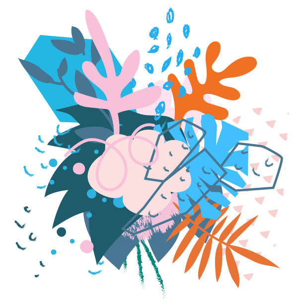 抽象的花元素纸拼贴图片下载