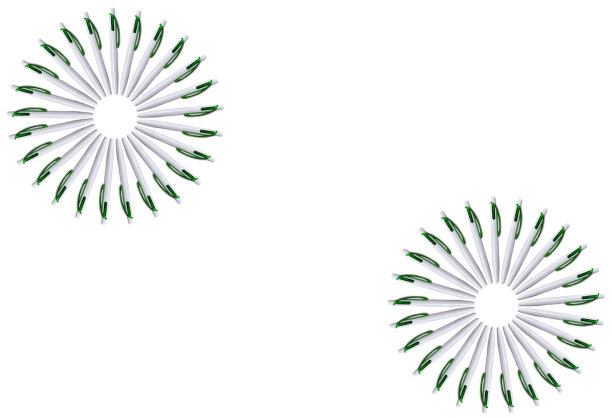 一套白色笔芯的纹理呈圆形。图片下载