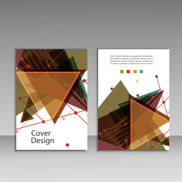 宣传册模板布局，封面设计年度报告，杂志，传单或小册子三角形几何背景图片下载