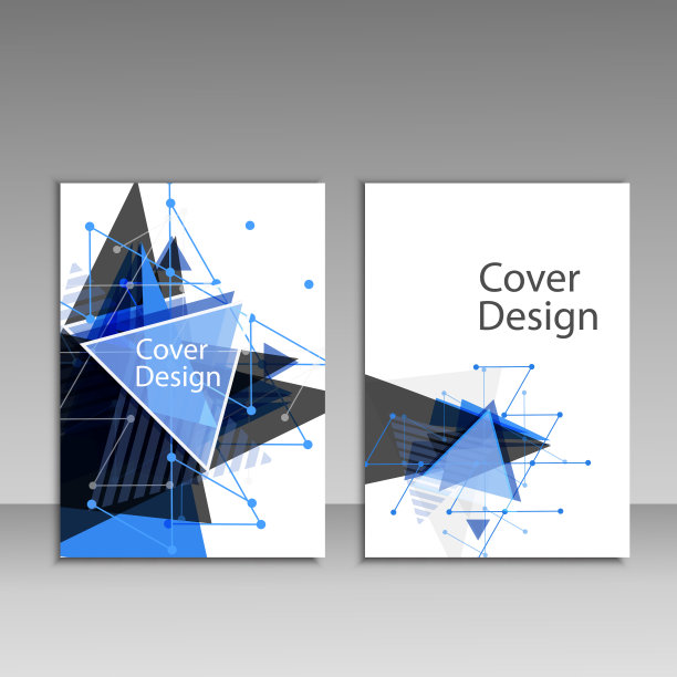 宣传册模板布局，封面设计年度报告，杂志，传单或小册子三角形几何背景图片下载