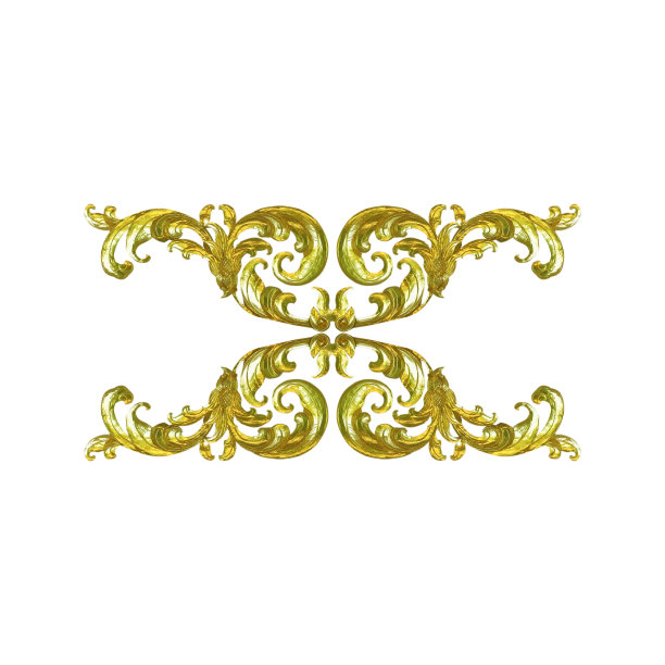 白色背景上雕刻的木质金花图案图片下载