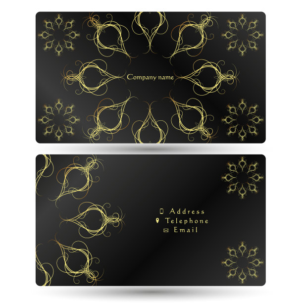 黑色背景上的金色装饰名片图片下载